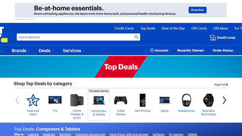 Best Buy 'Be-At-Home Essentials' Top-Of-Page Ad